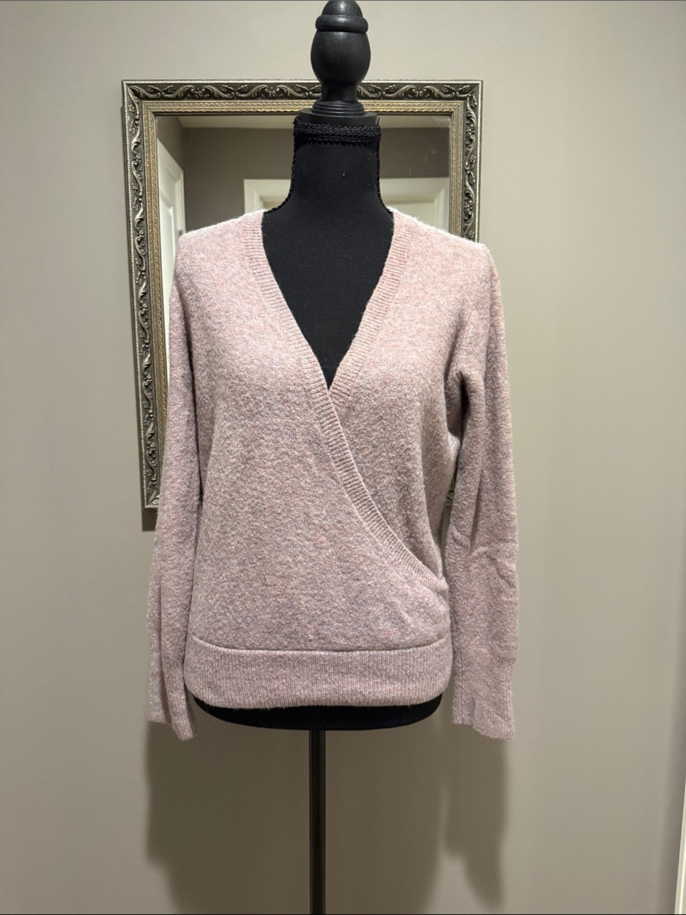Madewell Women's Heather Pink V-Neck Wrap Sweater